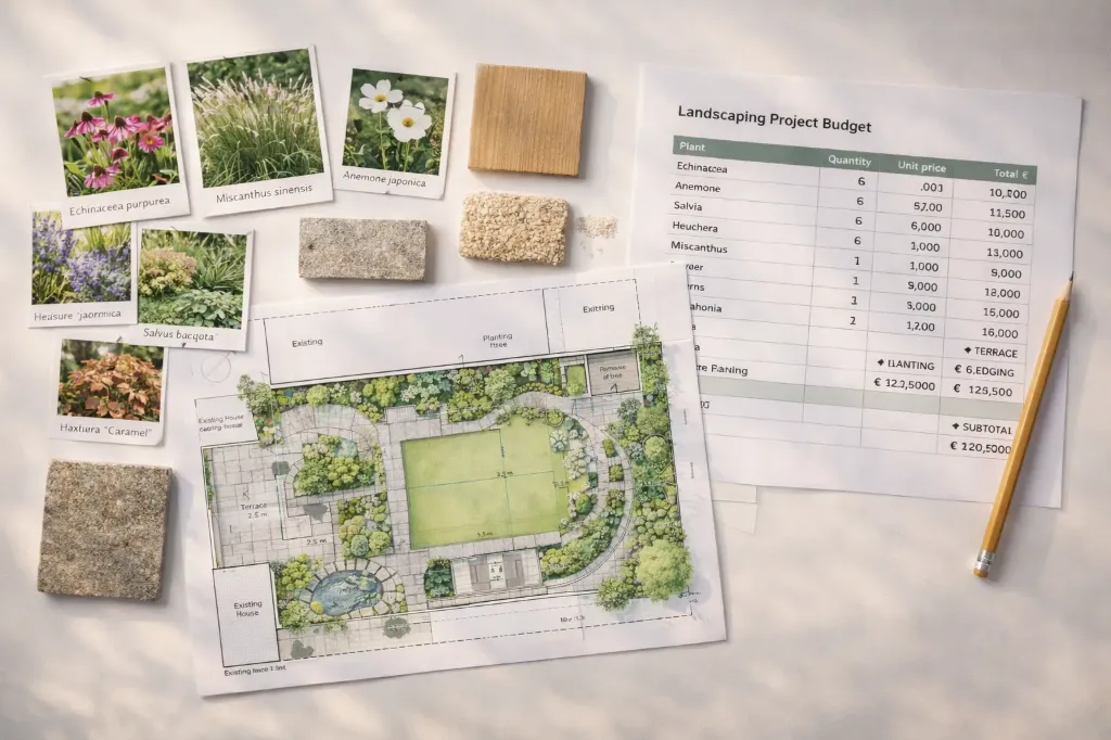 Plan 2D jardin & Cahier d'ambiances · Visite sur site